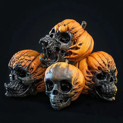 Handmade Evil Pumpkin Skull Halloween Resin Ornament