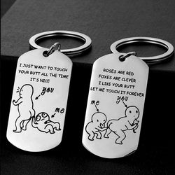 Stainless Steel Funny Spoof Keychain Naughty Love Gift