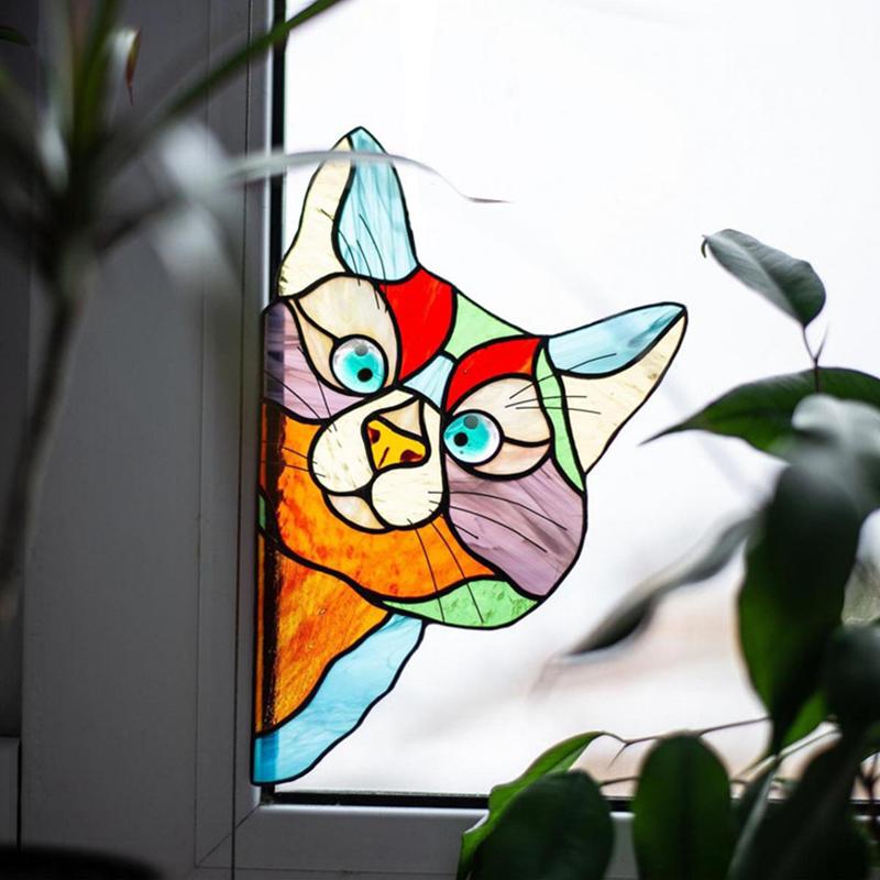 😻Handmade Stained Cat Suncatcher for Glass Window