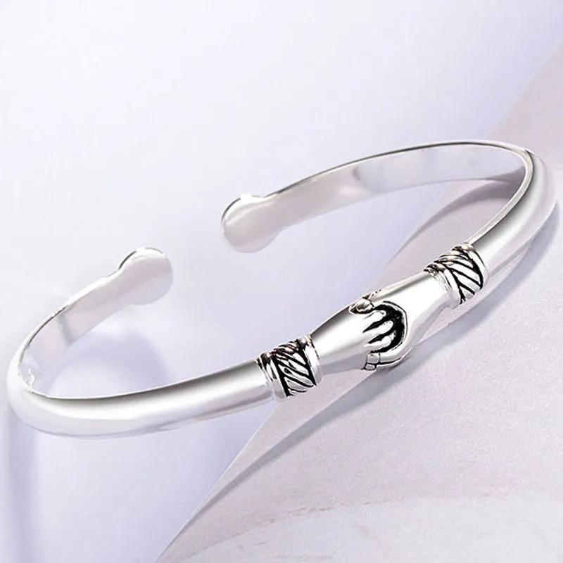 🤝Minimal Hug or Handshake Silver Bracelet Stunning Friendship Bracelet