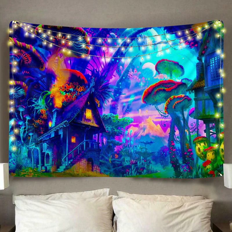 Psychedelic Forest Mushroom Wall Tapestry Art Decor Blanket