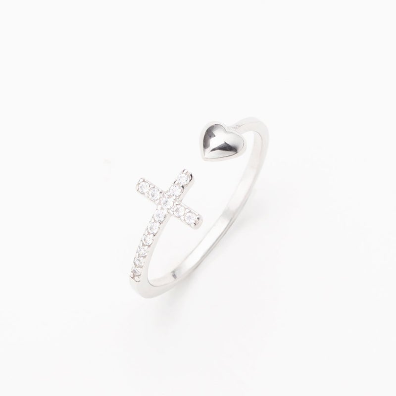Gift To My Love - Pray Through It Cross & Heart Adjustable Ring