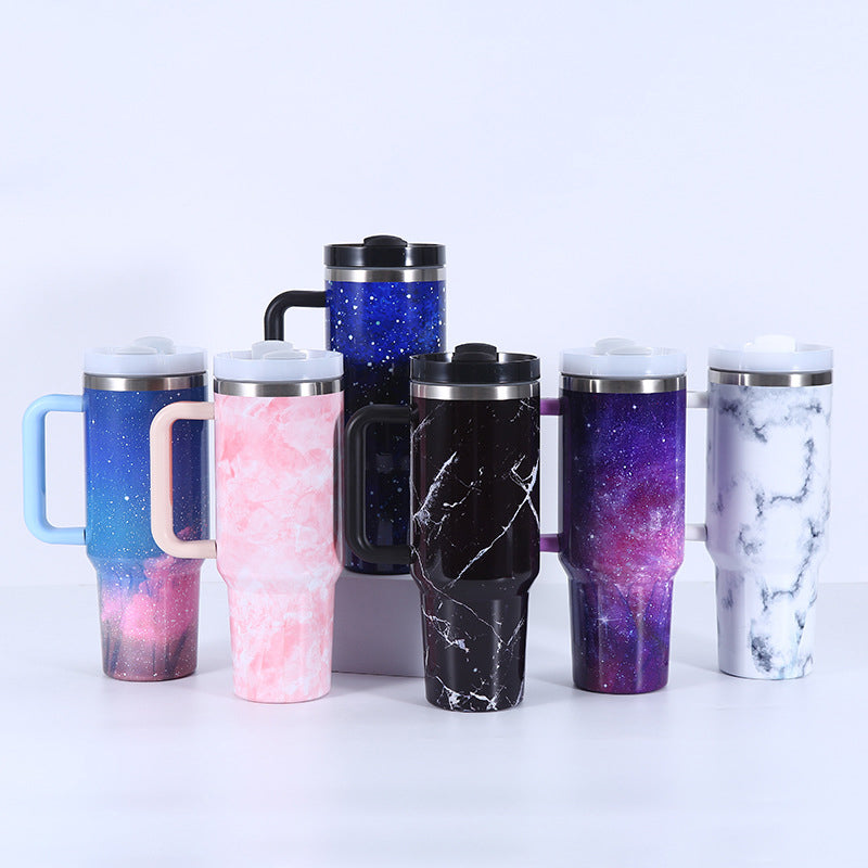 40oz Stainless Steel Water Bottle Travel Mug Handle and Straw Lid