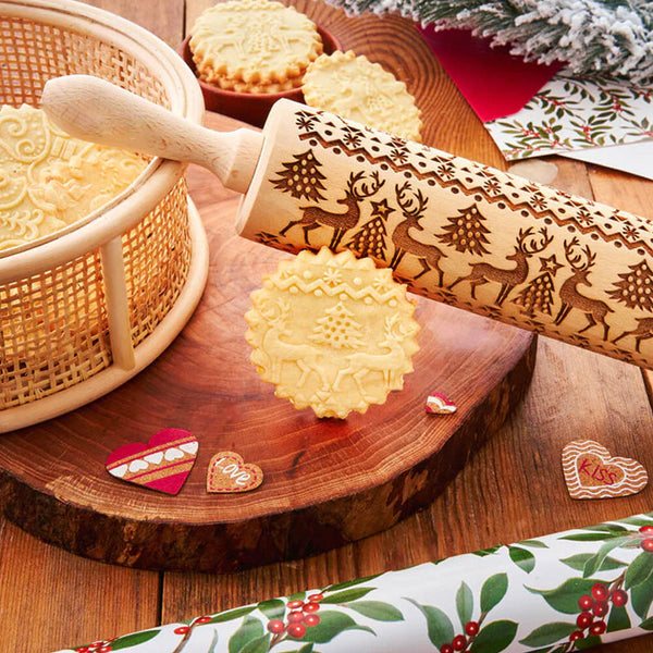 🍪Christmas Wooden Embossed Rolling Pins for Holiday Baking