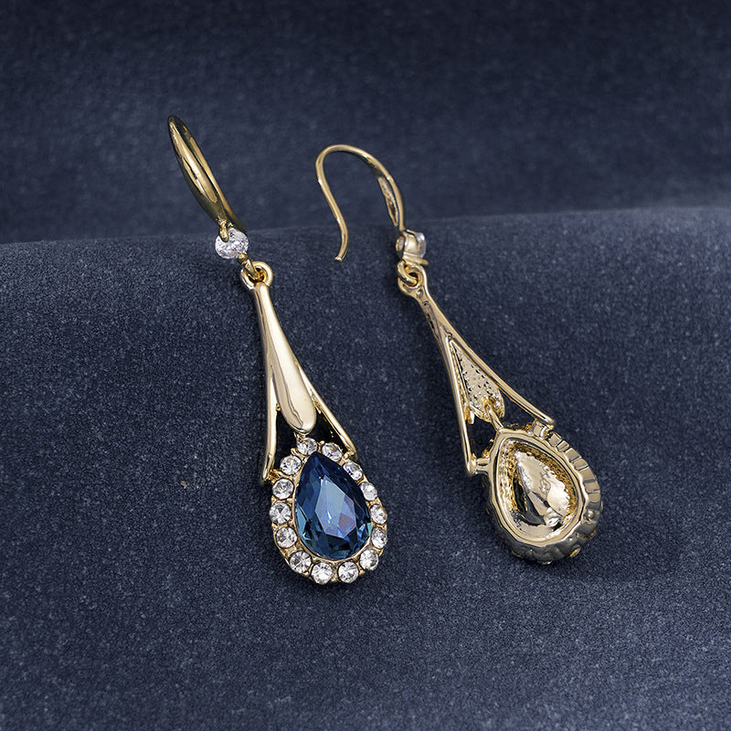 Elegant Geometry Crystal Long Inlaid Rhinestone Dangle Earrings