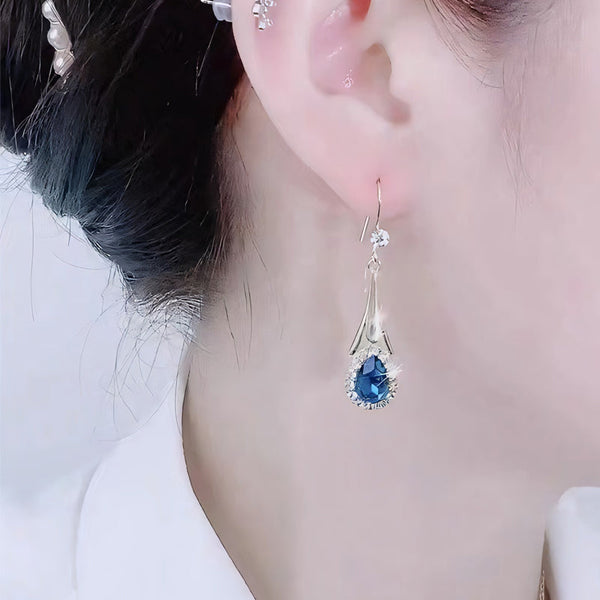 Elegant Geometry Crystal Long Inlaid Rhinestone Dangle Earrings