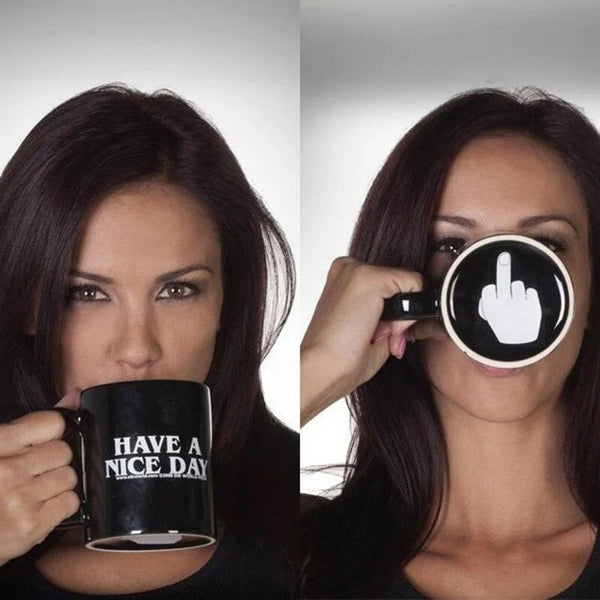 Have a Nice Day Coffee Mug Middle Finger Funny Cup Novelty Gift