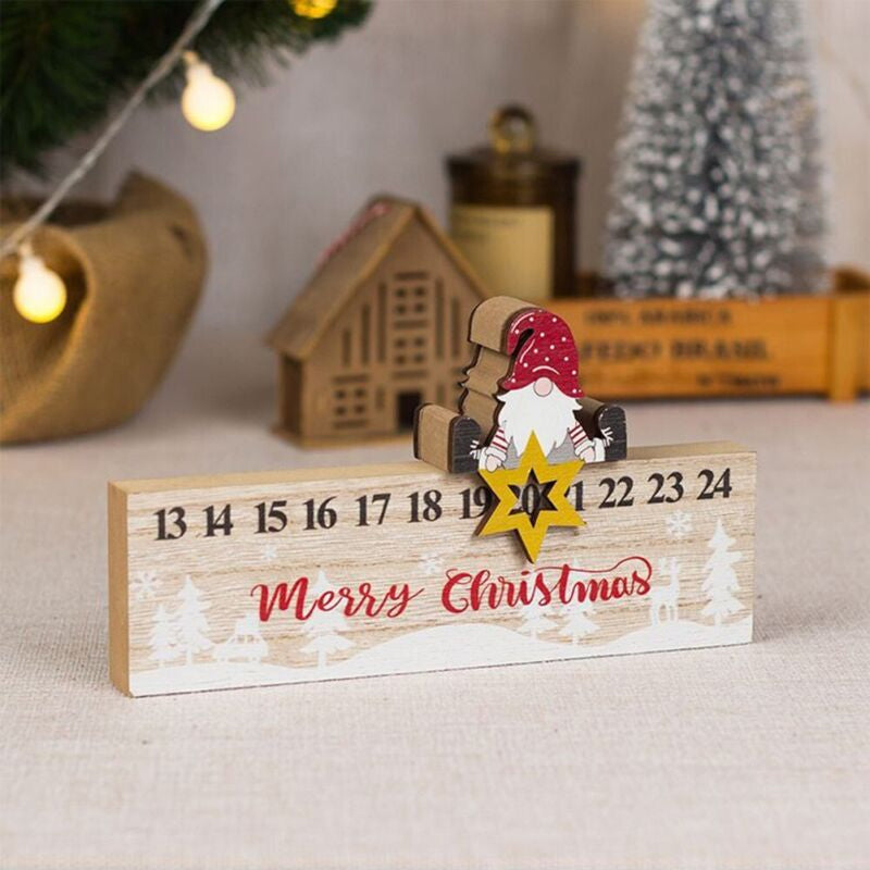 Merry Christmas Wooden Mobile Santa Claus Calendar Ornament