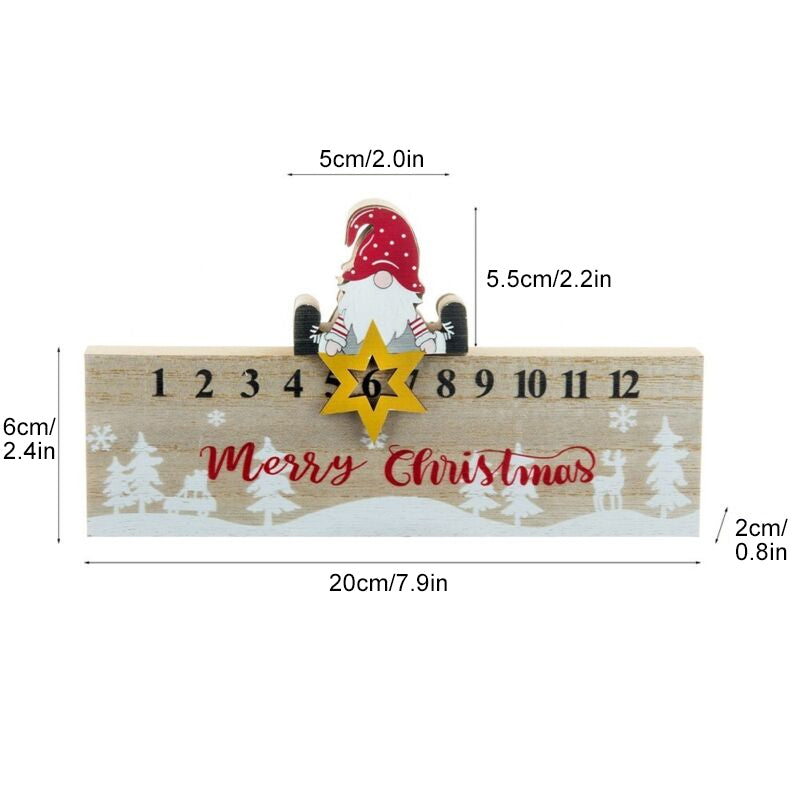 Merry Christmas Wooden Mobile Santa Claus Calendar Ornament