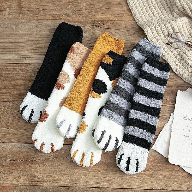 Winter Thick Warm Cute Cat Claw Floor Socks Indoor Sleep Socks