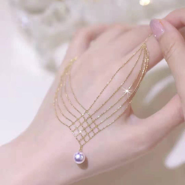 Mermaid Necklace Pearl Pendant Multi-layer Chain