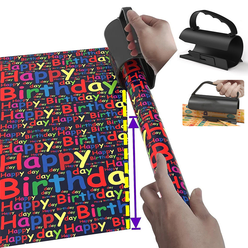 Removable handle wrapping paper cutter