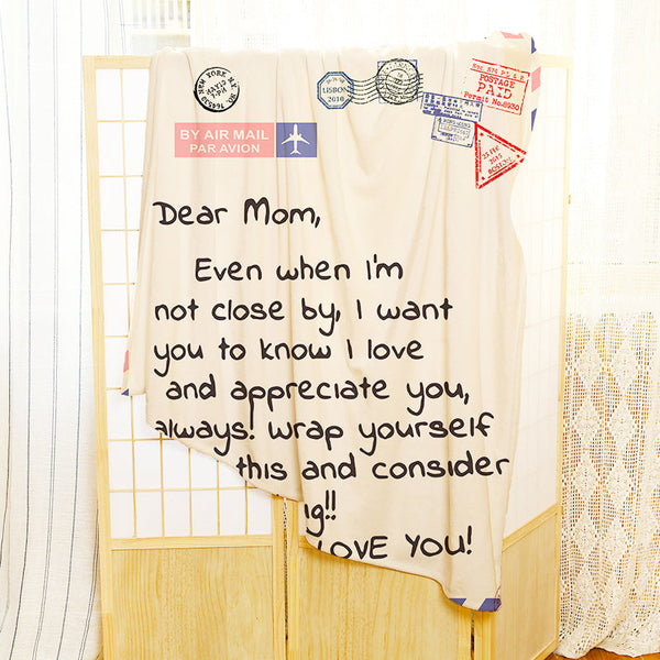 Letter Printed Flannel Throw Blanket Gift for Mom