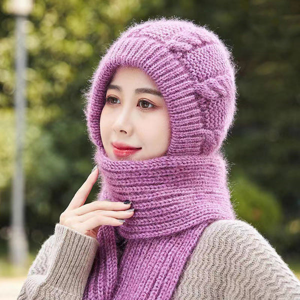 Women Windproof Integrated Hat Scarf