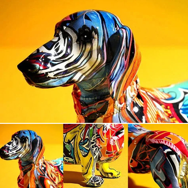 Nordic Painted Dachshund Statue