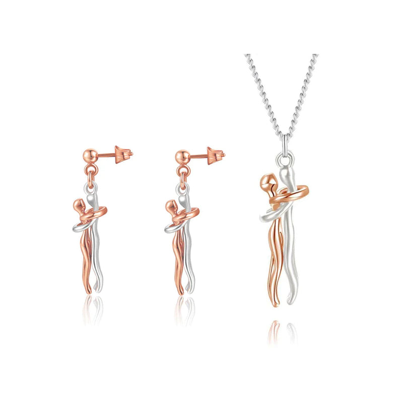 💕Perfect Gift for Lovers - Hug Necklace & Earrings Jewelry Set for Couples