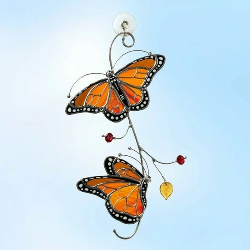 🦋🦋Stained Monarch Butterfly Glass Window Decor
