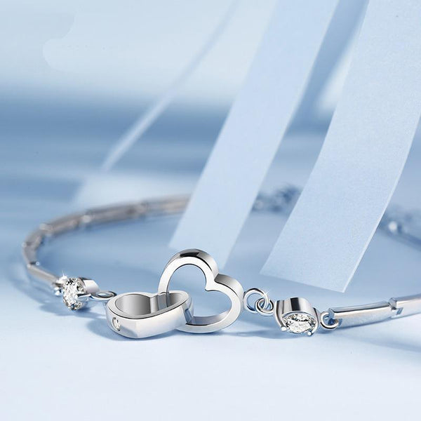 925 Sterling Silver Soul Sister Double-Heart Bracelet - Meaningful Gift for Bestie & Sister