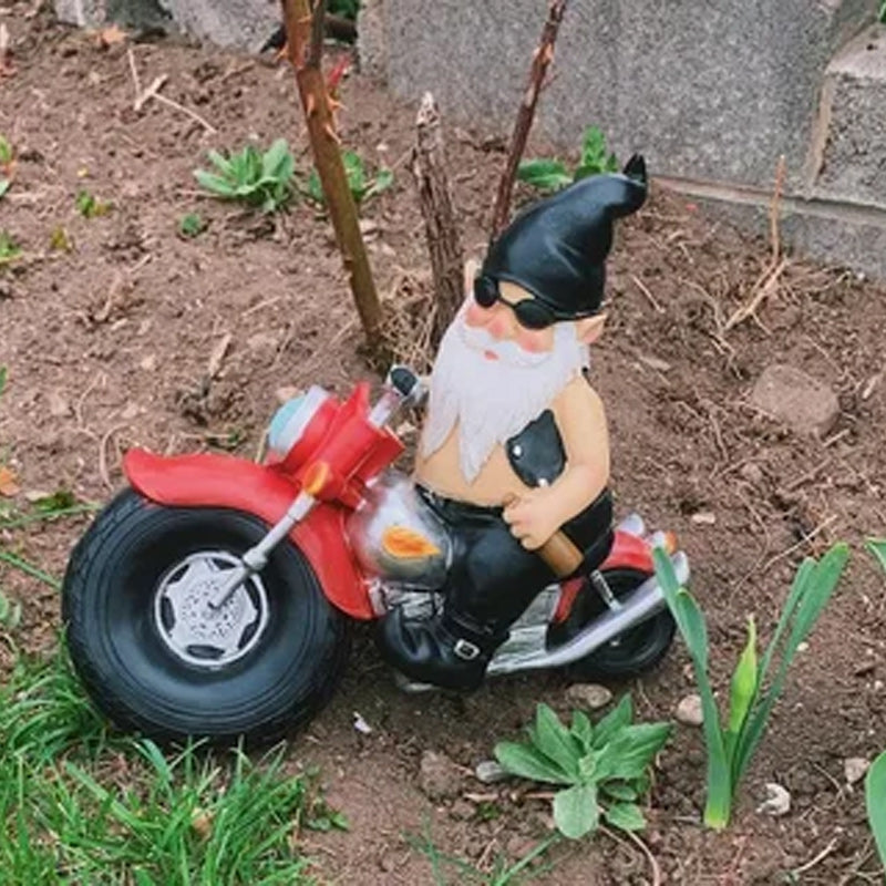 The Biker Gnome Statue Mini Garden Decoration