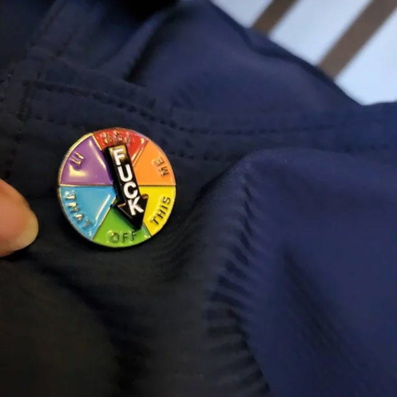 Rainbow Lucky Wheel Pin Funny Rotatable Arrows Enamel Pin Badge