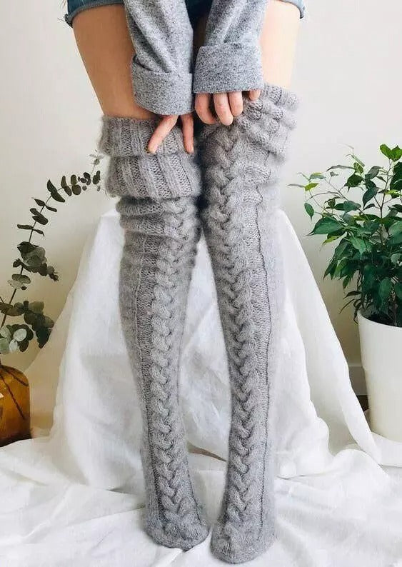 Winter Soft Warm Over Knee Extra Long Knitted Socks
