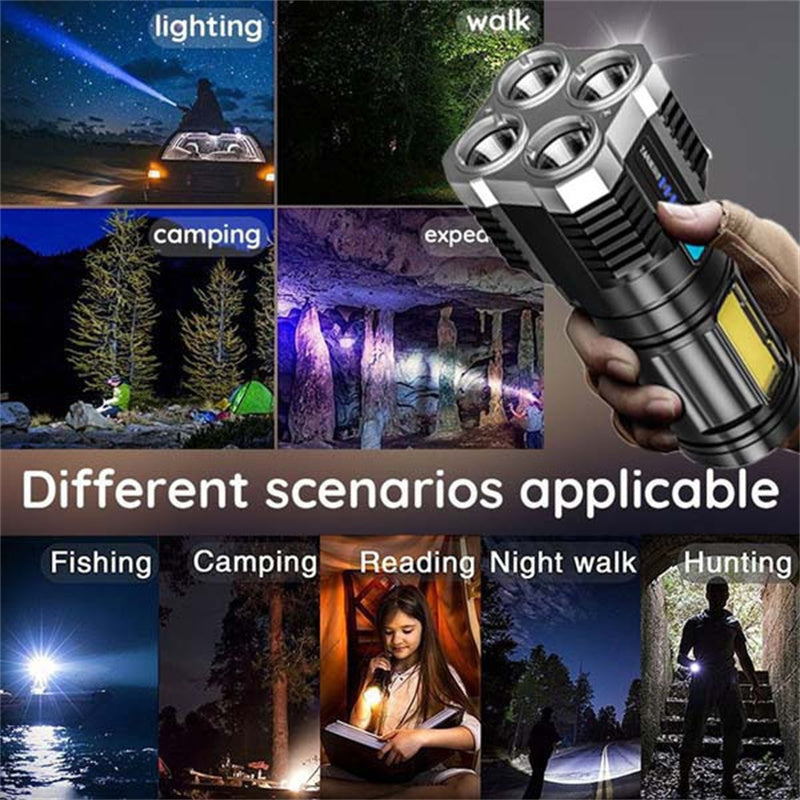4 Lamp Beads LED Multi-function Strong Light Flashlight