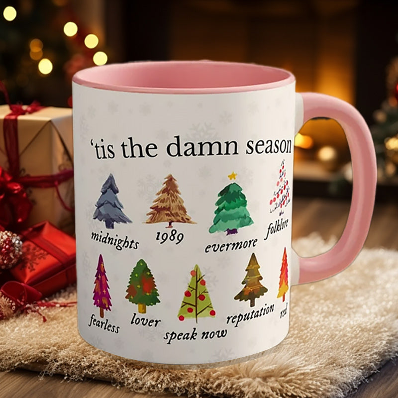 Tis The Damn Season Christmas Mug - Music Albums as Christmas Trees