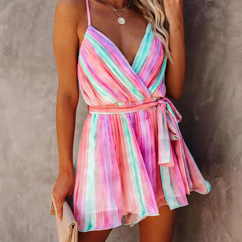 Rainbow Color Cami Mini Dress