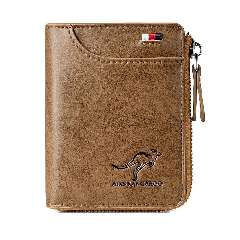 Kangaroo Men’s RFID Blocking Wallet with Zipper Multi Credit Card Holder