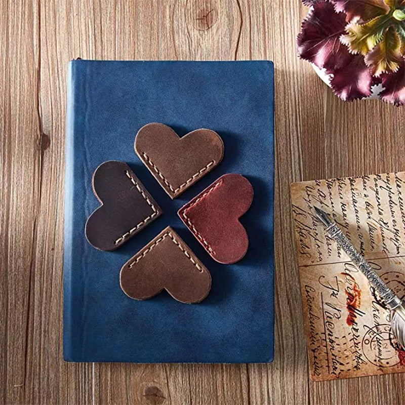 📖Vintage Leather Heart Bookmark Page Corner