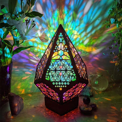 Bohemian Polar Star Wooden Floor Lamp, LED Colorful Star Projector