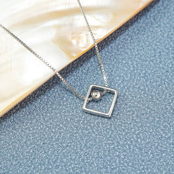 Love Ball Square Geometric Clavicle Chain s925 Sterling Silver Necklace
