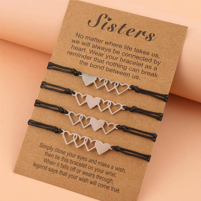 Sister Matching Heart Bracelets for 2, 3, 4 & 5, Friendship Bracelet, Best Gift for Friends and Sisters