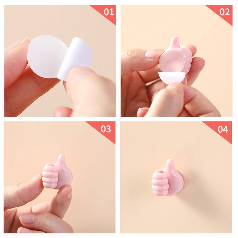 Creative Self-Adhesive Thumb-up Shape Wall Hooks, Adhesive Small Hand Hooks