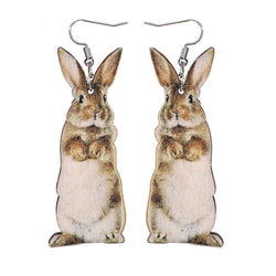 Retro Rabbit Wooden Earrings