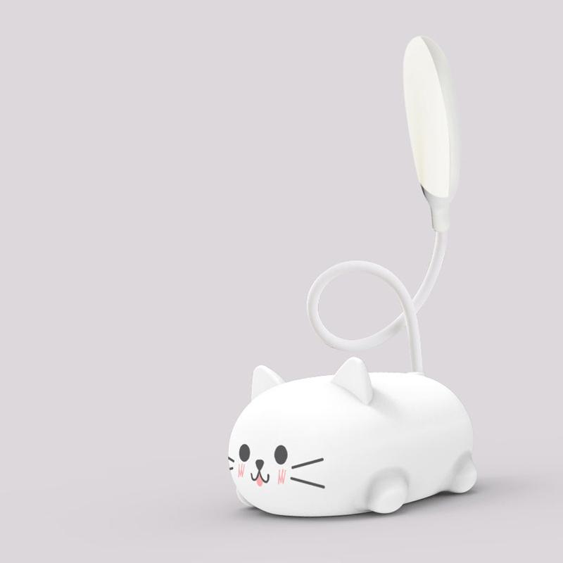 Mini Cartoon Cat LED Eye Protection Reading Lamp USB Rechargeable Desk Lamp