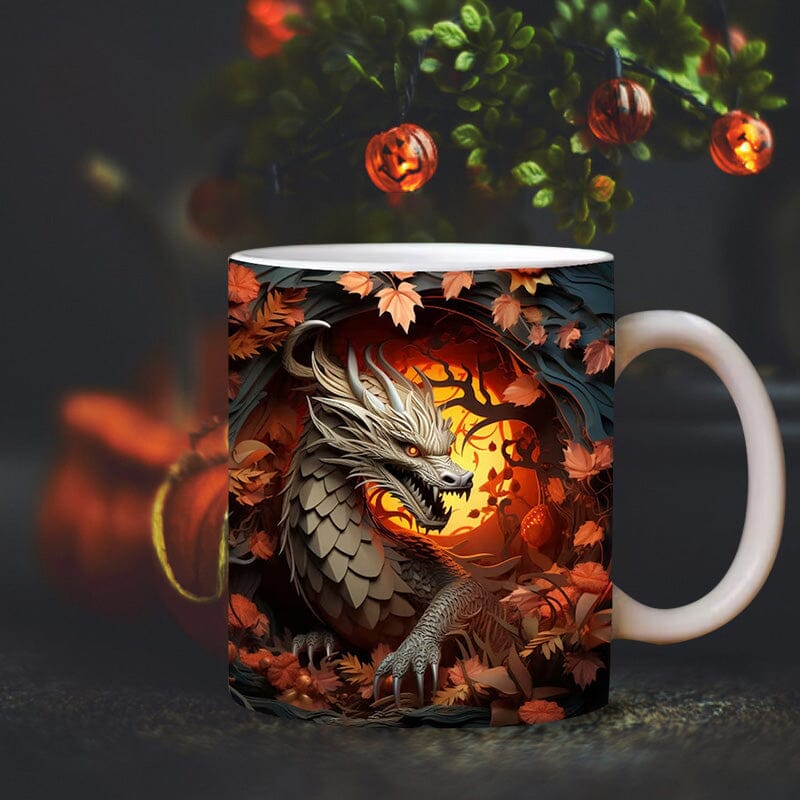 3D Dragon Cracked Hole Coffee Mug