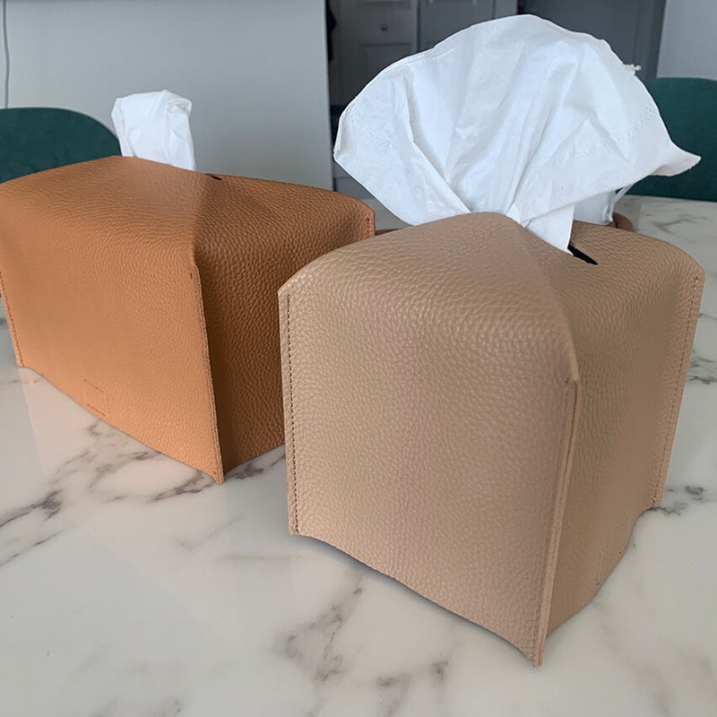 Square Leather Tissue Box Cover