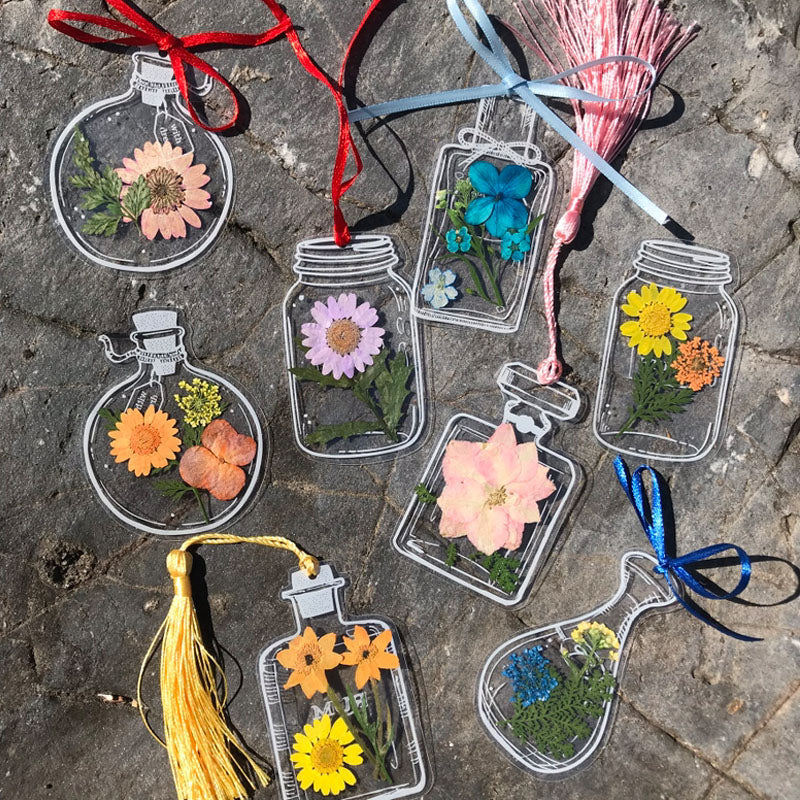 Flower Room Memory DIY Transparent Dried Flower Bookmarks Set