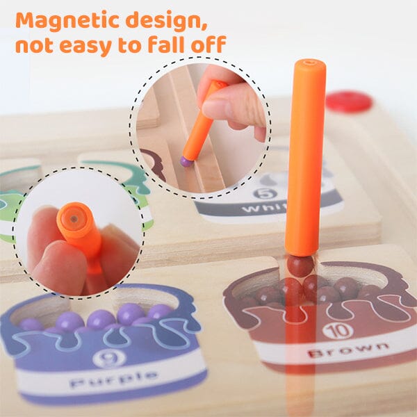 Magnetic Color and Number Maze Montessori Wooden Color Sorting Board