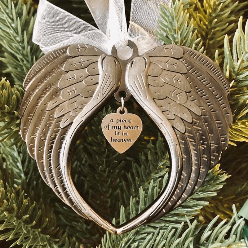 🎄Christmas Tree Memorial Ornaments Angel Wings Bell Pendant Hanging Decoration