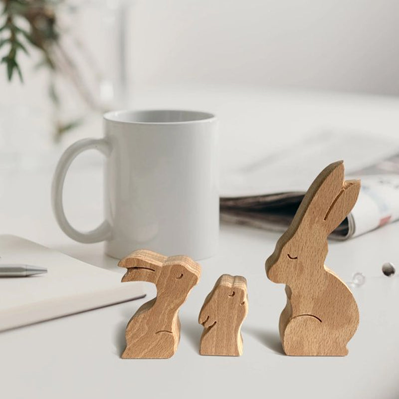 Cute Animal Family Ornament, Wooden Puzzle Figurine - 🎁Love Gift