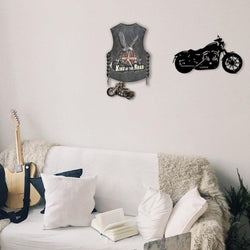 Motorcycle Wall Clock, Harley Vest Hanging Clock