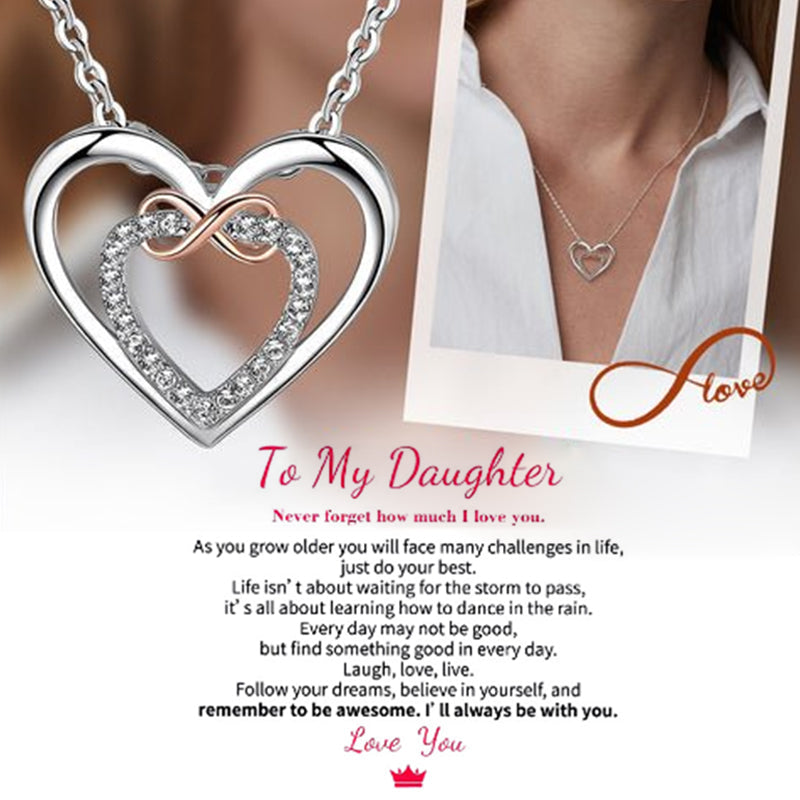 💝Stylish Double Heart Necklace - Warm Gift To Daughter/Granddaughter