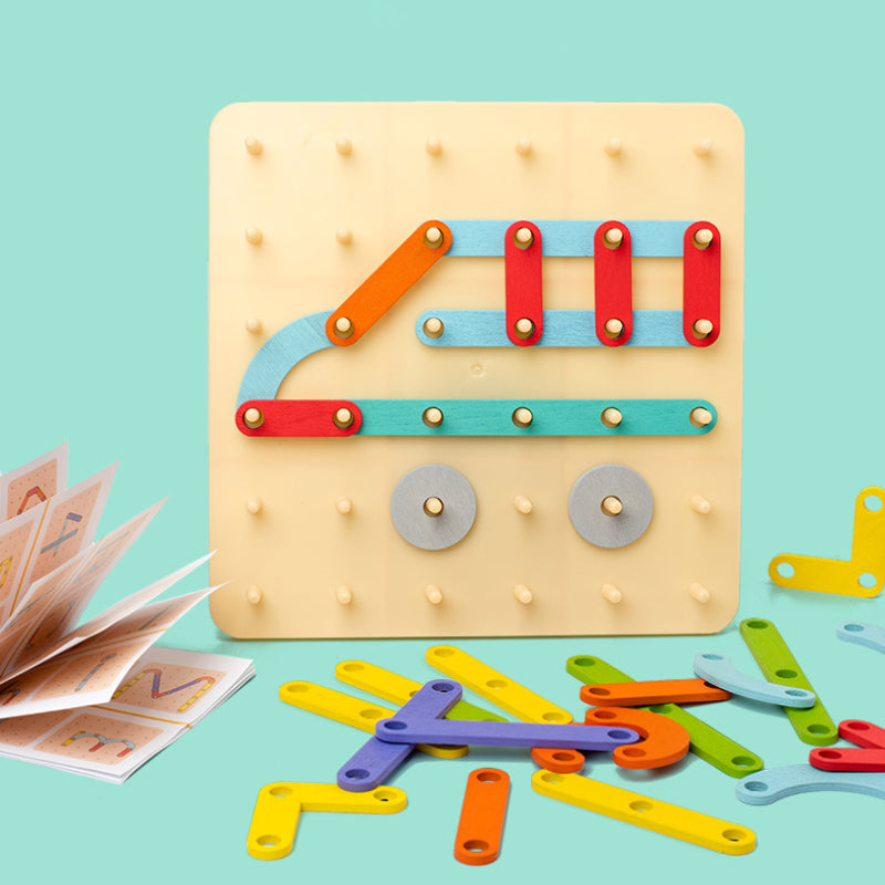 Montessori Toys Pegboard Puzzle, Wooden Educational Board for Toddlers