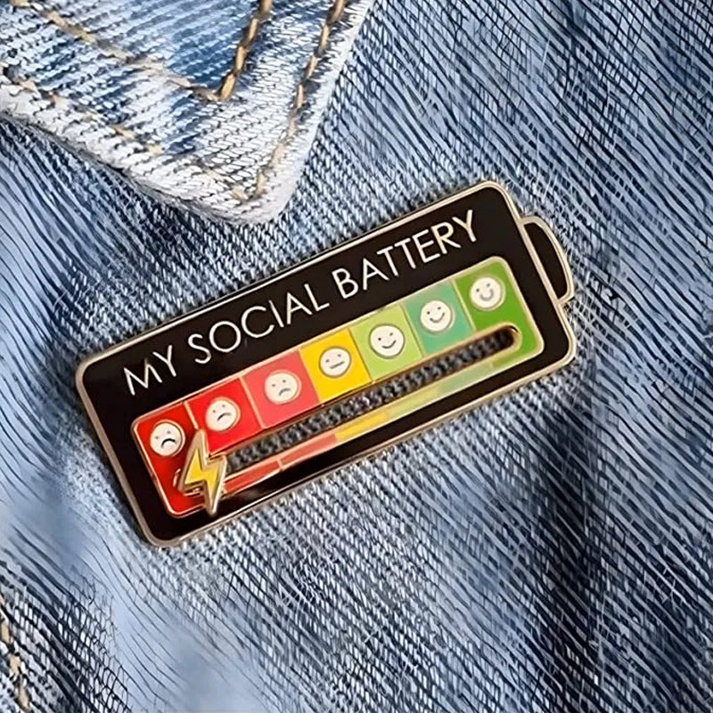 Interactive Mood Pins Social Battery Brooch