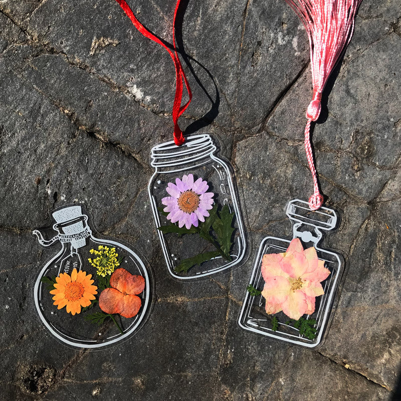 Flower Room Memory DIY Transparent Dried Flower Bookmarks Set