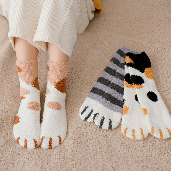 Winter Thick Warm Cute Cat Claw Floor Socks Indoor Sleep Socks