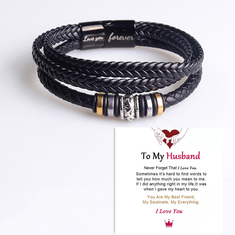 I Will Always Be With You - Fashion Men Adjustable Bracelet Double Row Wristband