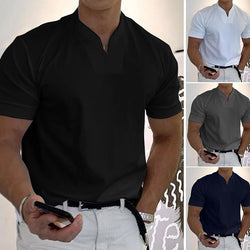 Gentlemen's Business Short Sleeve V-neck Fitness T-Shirt